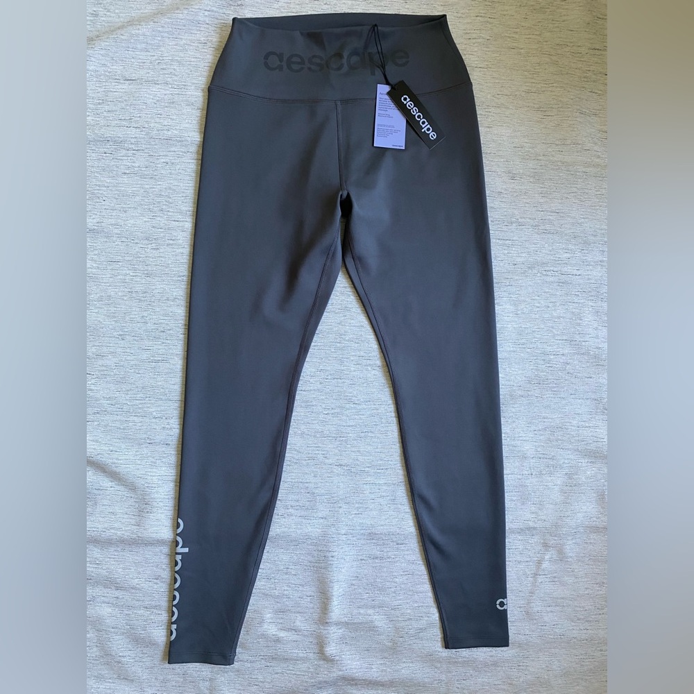 New With Tag Gray Leggings with White Logo Detail M